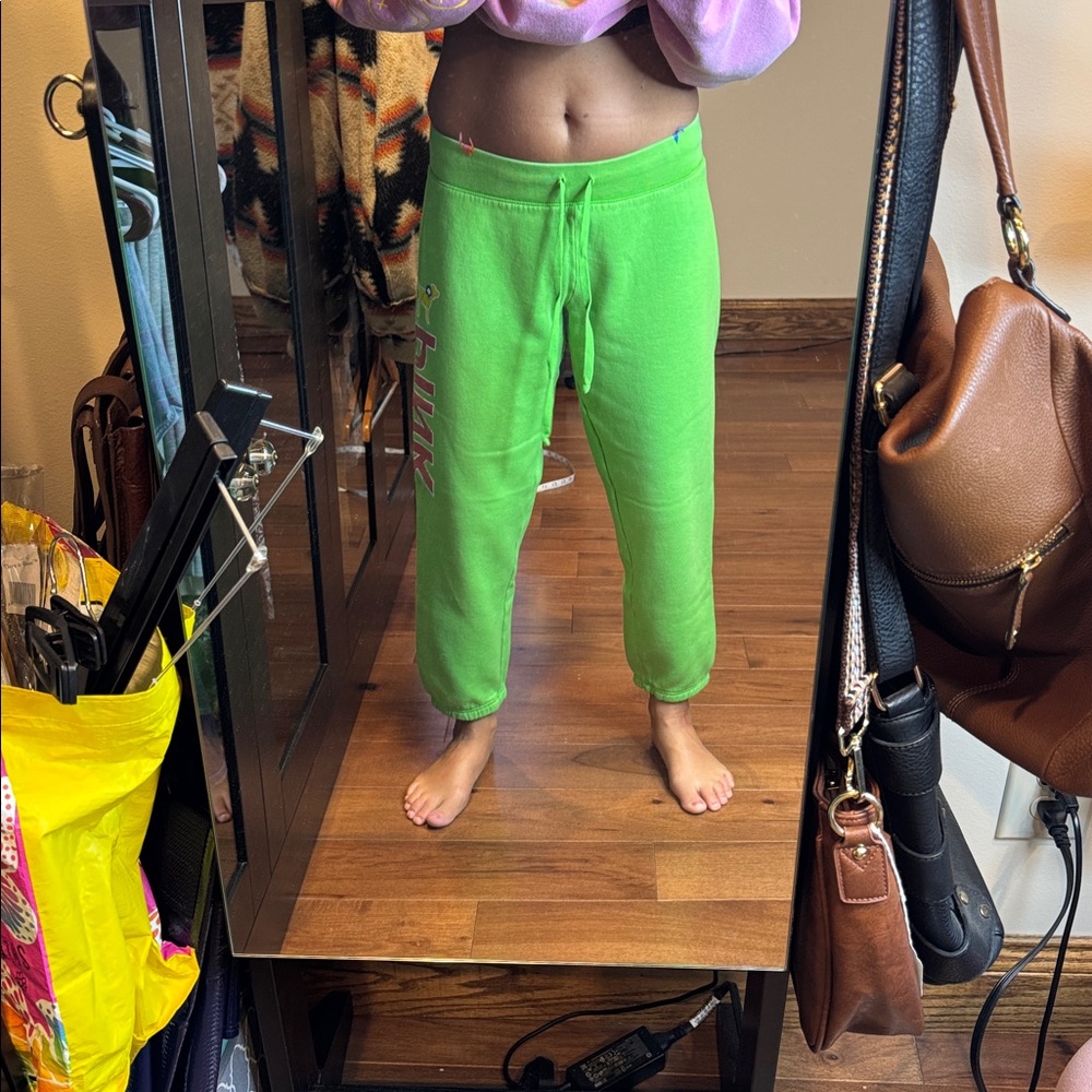 Y2K PINK Victoria's Secret Neon Green Ankle/Capri Jogger - Picture 11 of 12